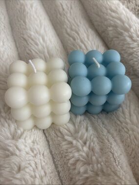 Blue & White Bubble Cube Scented Candles - Decorative Home Accents
